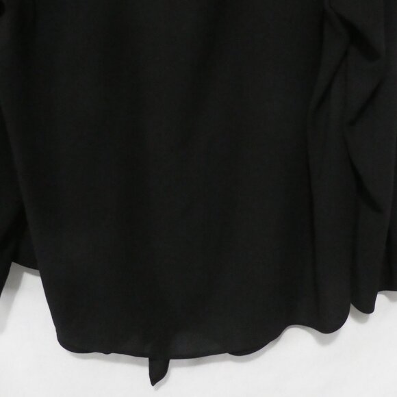 RACHEL - RACHEL ROY | 2X | Elegant Sheer Black V-Neck Blouse | Twist Knot Front - Picture 13 of 13